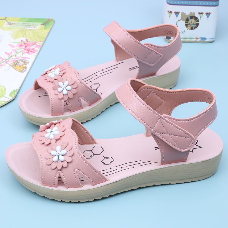 Factory wholesale children's custom designer fashion kids summer flat beach sandals for girls England Toddler Europe and America
