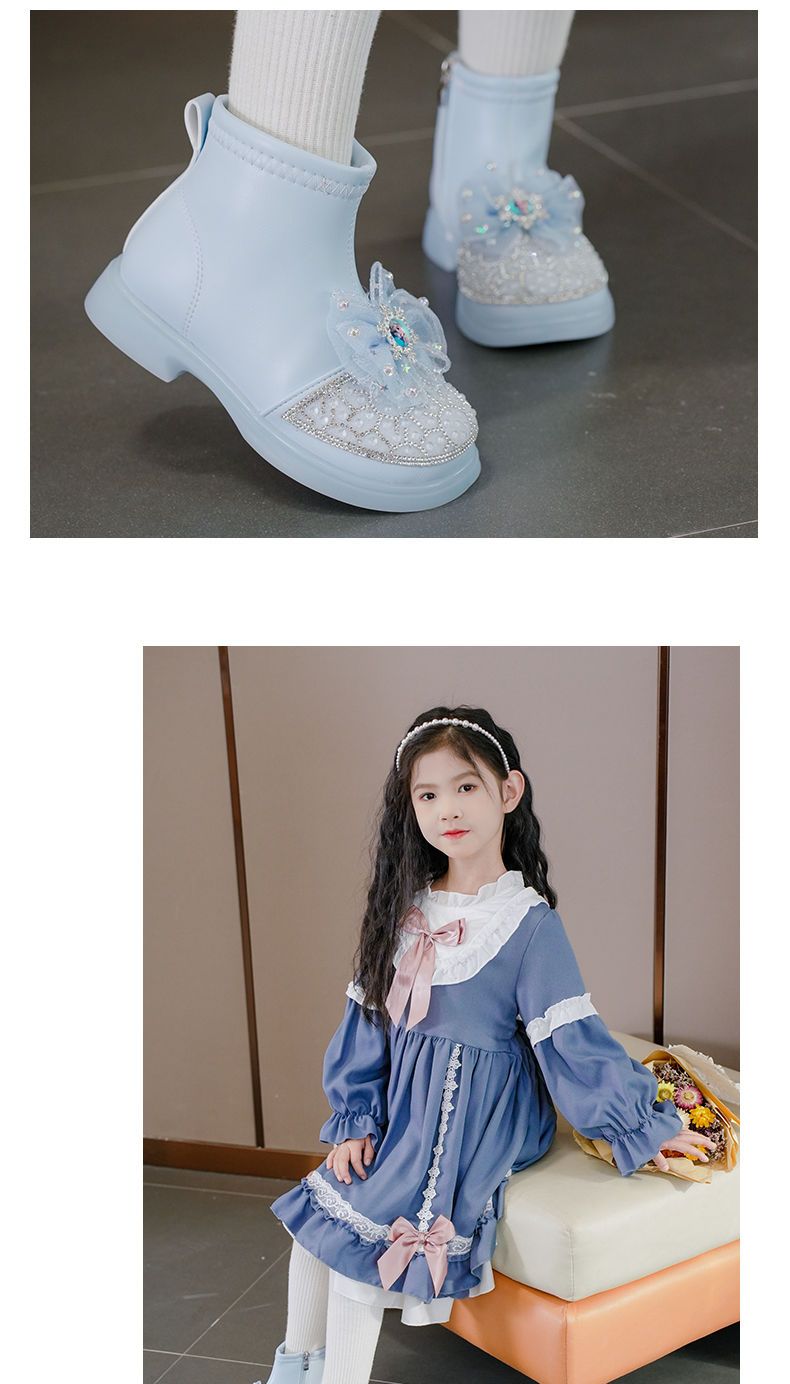 2025Korean Version Soft-Soled Princess Boots Big Children New Year Baby Girl Single Boots Patent Leather Upper Material Autumn