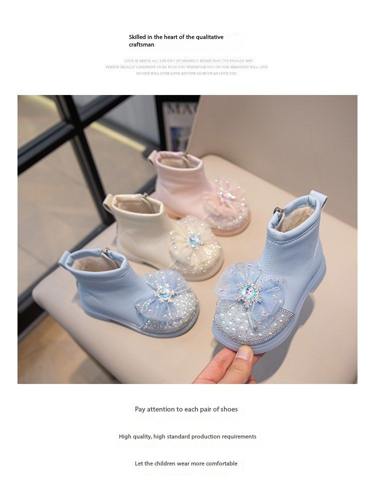 2025Korean Version Soft-Soled Princess Boots Big Children New Year Baby Girl Single Boots Patent Leather Upper Material Autumn