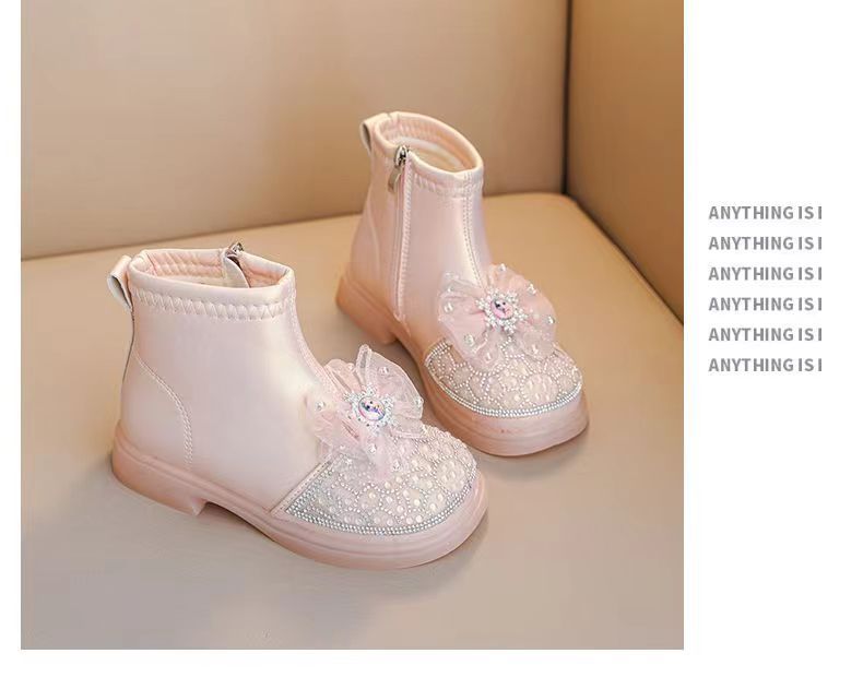 2025Korean Version Soft-Soled Princess Boots Big Children New Year Baby Girl Single Boots Patent Leather Upper Material Autumn