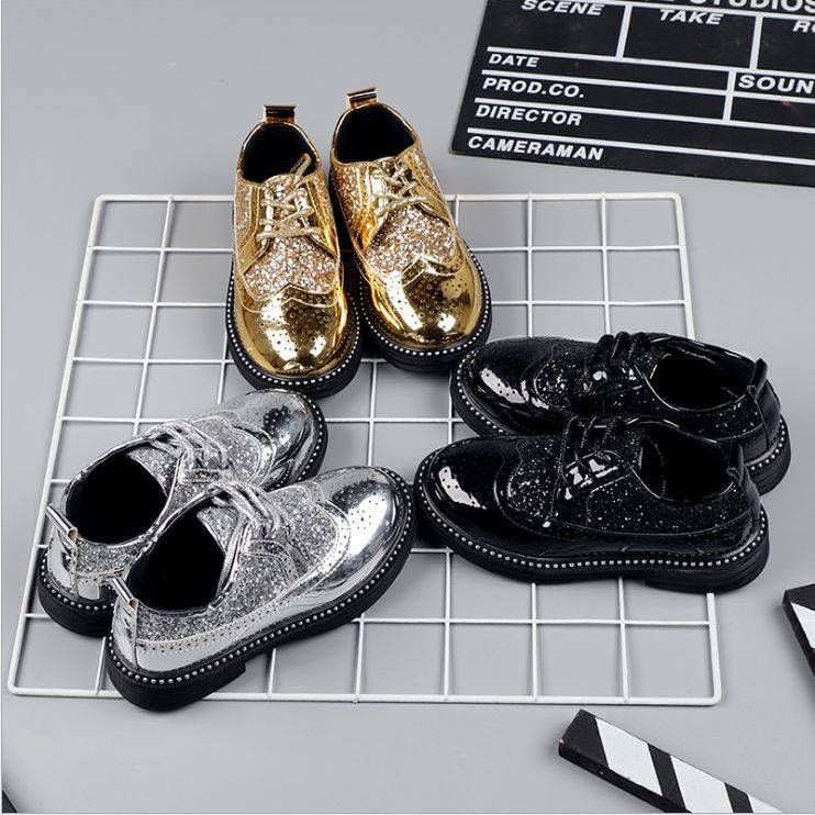 2025 Spring Summer Boys Leather Shoes New Primary School Soft Shoes Students Black English Wind Performance Light Feature