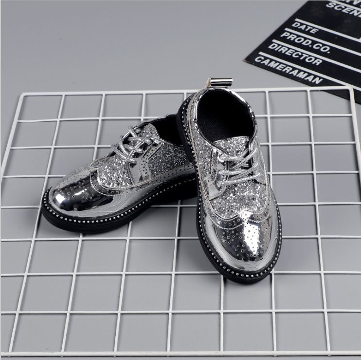 2025 Spring Summer Boys Leather Shoes New Primary School Soft Shoes Students Black English Wind Performance Light Feature