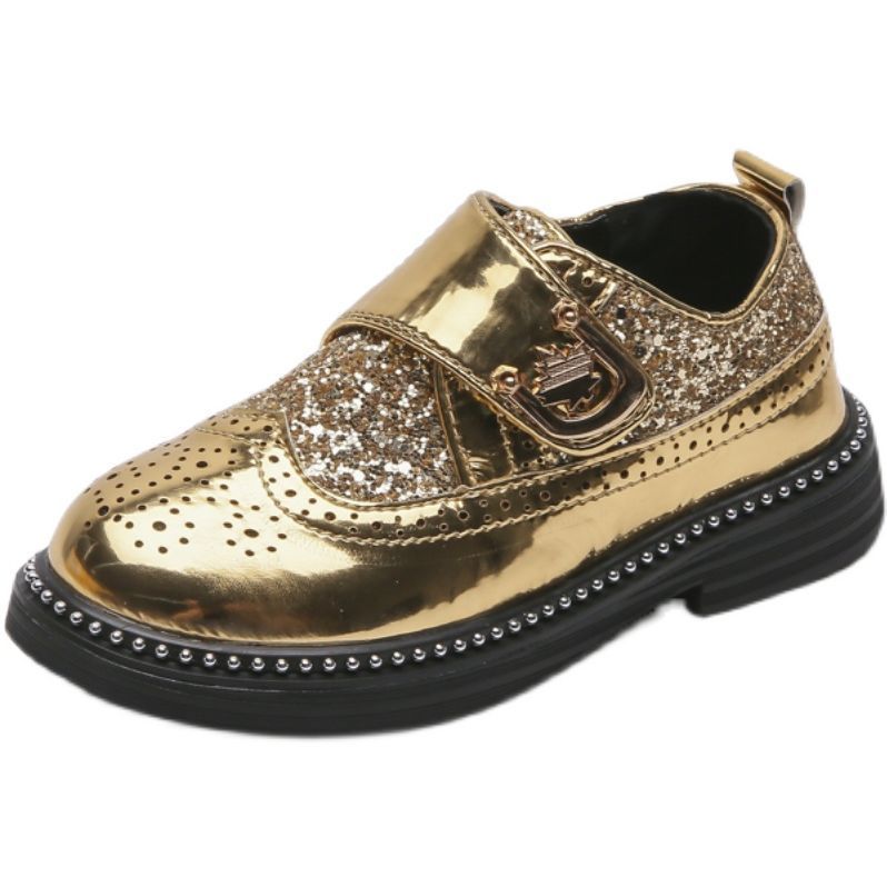 2025 Spring Summer Boys Leather Shoes New Primary School Soft Shoes Students Black English Wind Performance Light Feature