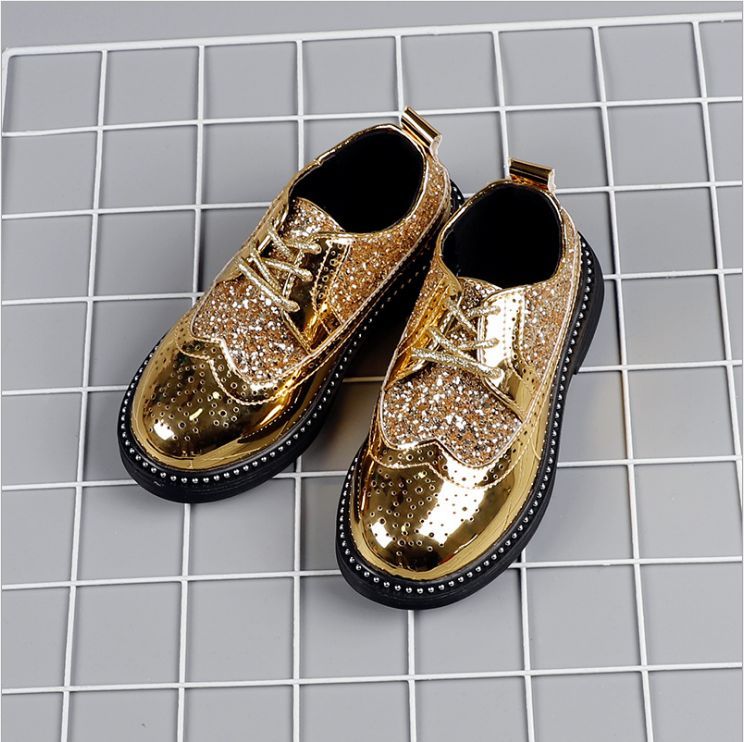 2025 Spring Summer Boys Leather Shoes New Primary School Soft Shoes Students Black English Wind Performance Light Feature