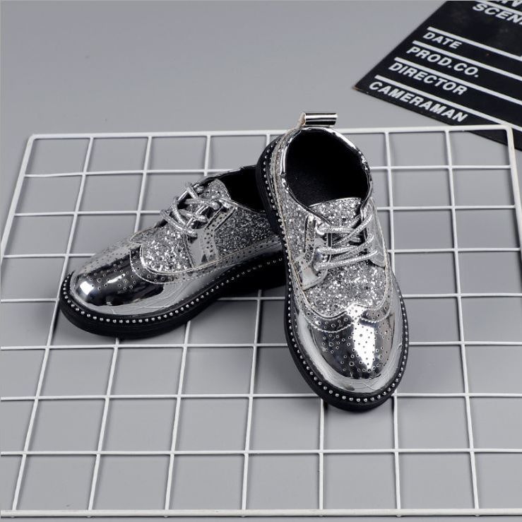 2025 Spring Summer Boys Leather Shoes New Primary School Soft Shoes Students Black English Wind Performance Light Feature