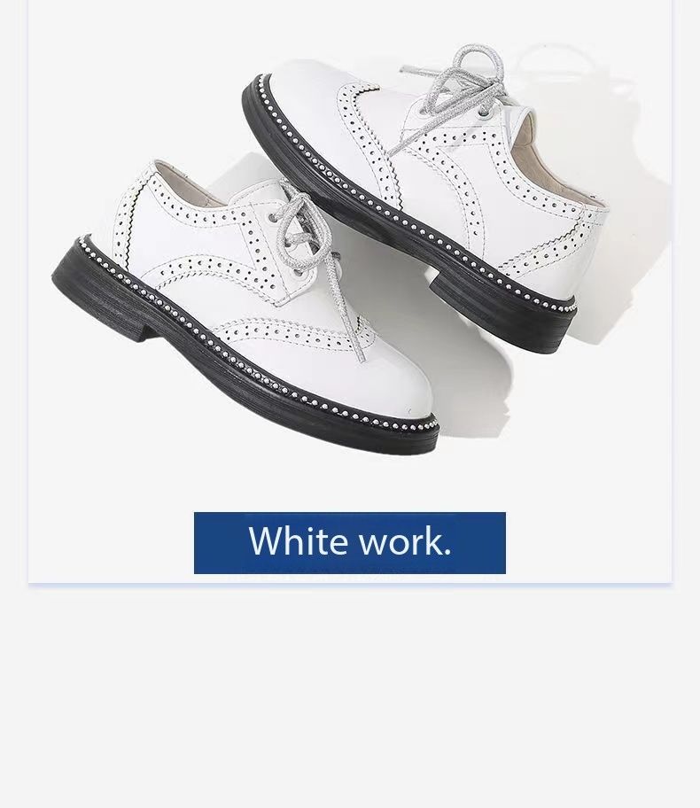 2025 Spring Summer Boys Leather Shoes New Primary School Soft Shoes Students Black English Wind Performance Light Feature