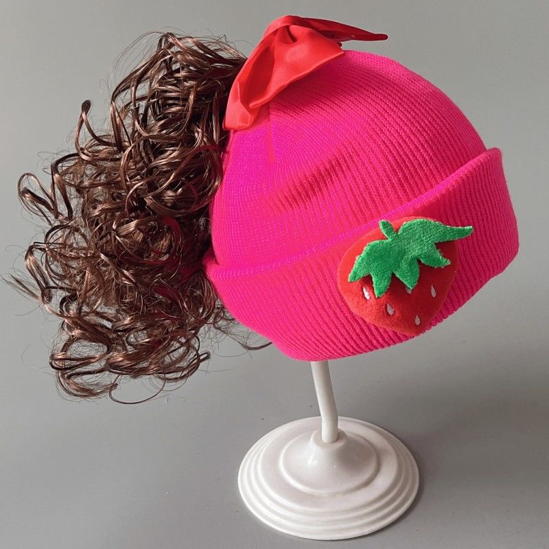 Hat Wig Baby Fashion Cute Clip  Wig Barrettes Short Curly Children /baby girl Ponytail Hair Accessories
