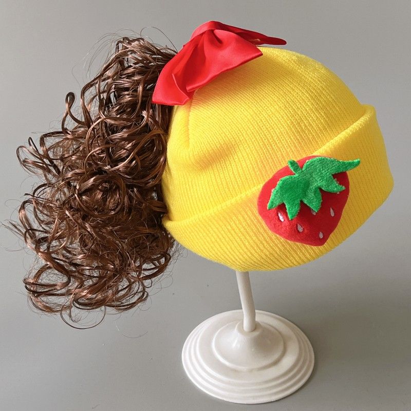 Hat Wig Baby Fashion Cute Clip  Wig Barrettes Short Curly Children /baby girl Ponytail Hair Accessories