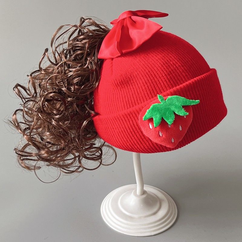 Hat Wig Baby Fashion Cute Clip  Wig Barrettes Short Curly Children /baby girl Ponytail Hair Accessories