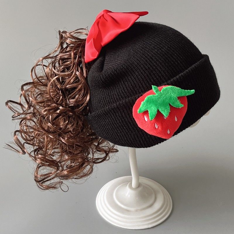 Hat Wig Baby Fashion Cute Clip  Wig Barrettes Short Curly Children /baby girl Ponytail Hair Accessories