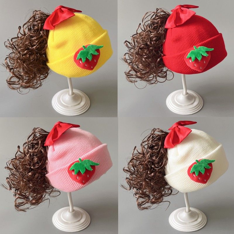Hat Wig Baby Fashion Cute Clip  Wig Barrettes Short Curly Children /baby girl Ponytail Hair Accessories