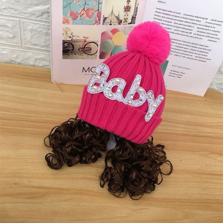 Hat Wig Baby Fashion Cute Clip  Wig Barrettes Short Curly Children /baby girl Ponytail Hair Accessories
