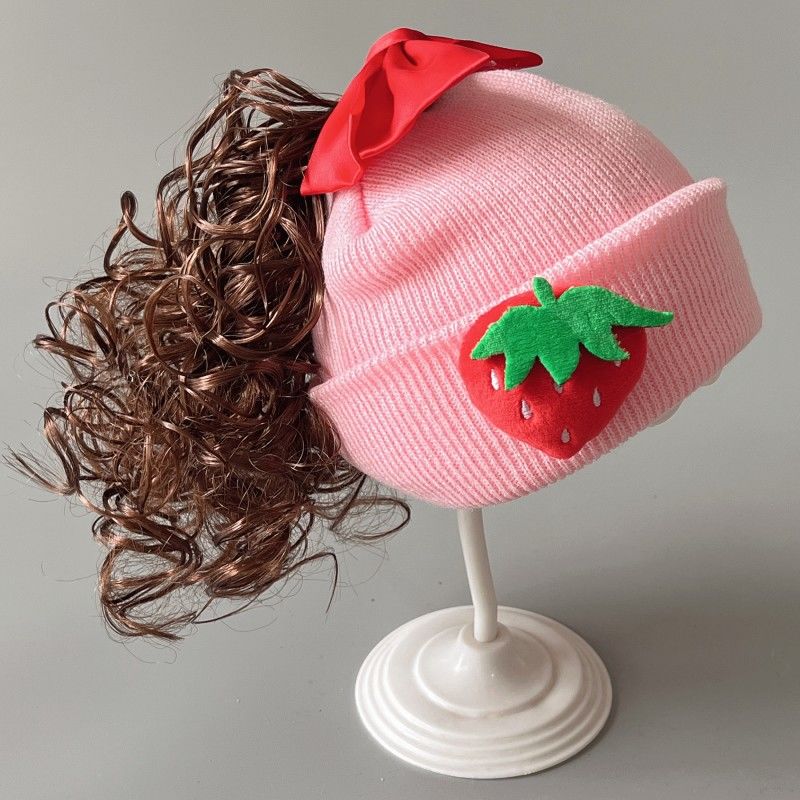 Hat Wig Baby Fashion Cute Clip  Wig Barrettes Short Curly Children /baby girl Ponytail Hair Accessories