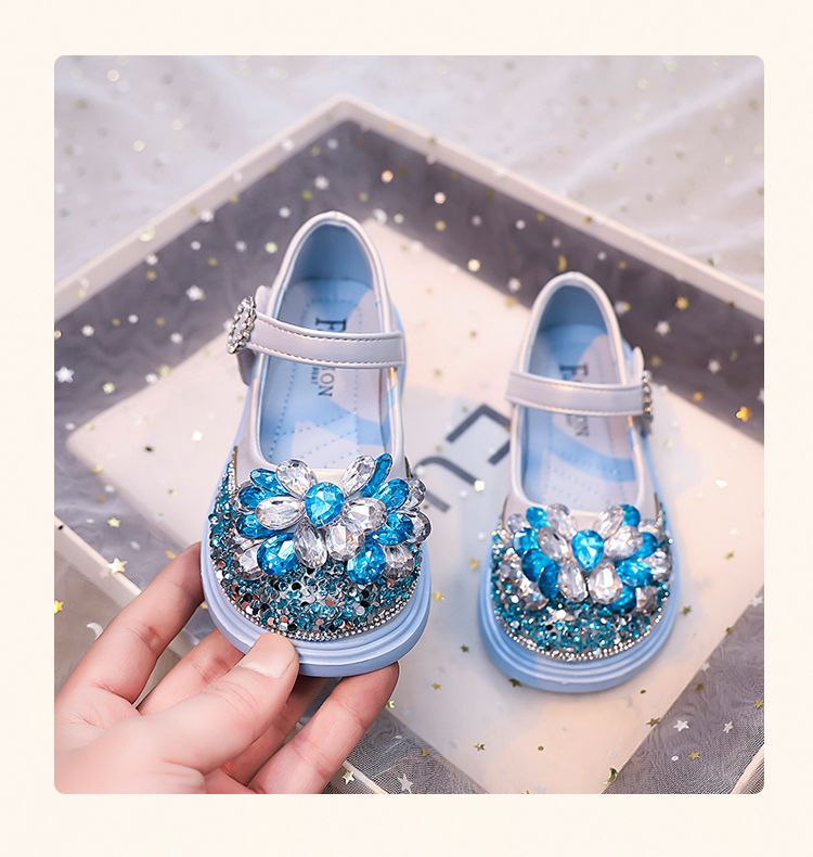 Princess crystal shoes 2025 summer new girls' shoes soft-heeled crystal shoes water diamond children's shoes