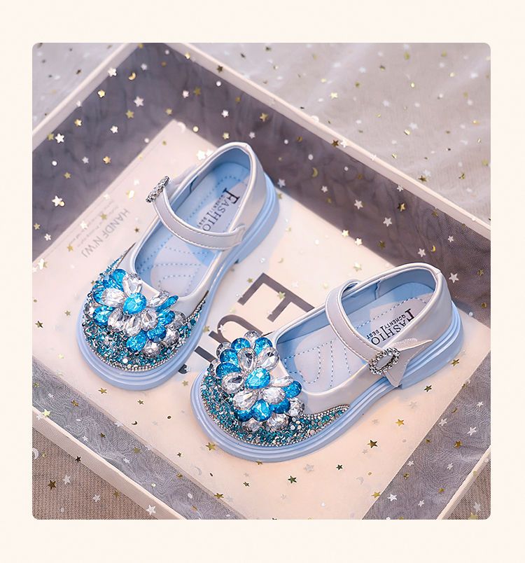 Princess crystal shoes 2025 summer new girls' shoes soft-heeled crystal shoes water diamond children's shoes