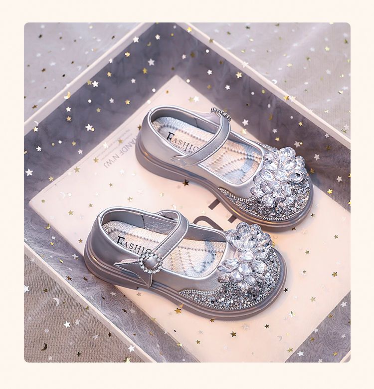 Princess crystal shoes 2025 summer new girls' shoes soft-heeled crystal shoes water diamond children's shoes