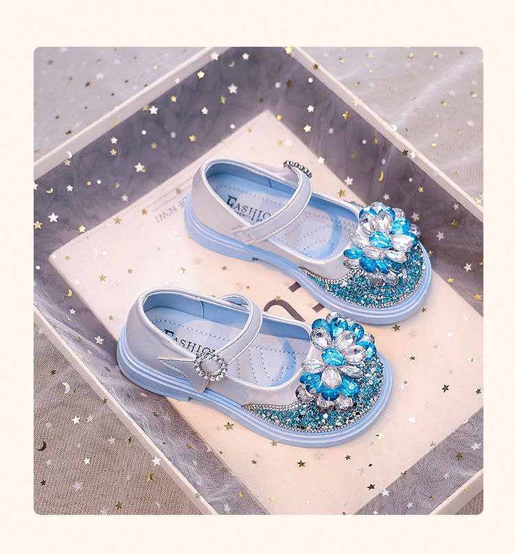 Princess crystal shoes 2025 summer new girls' shoes soft-heeled crystal shoes water diamond children's shoes