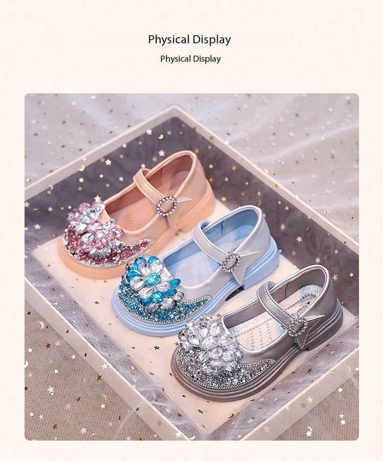 Princess crystal shoes 2025 summer new girls' shoes soft-heeled crystal shoes water diamond children's shoes