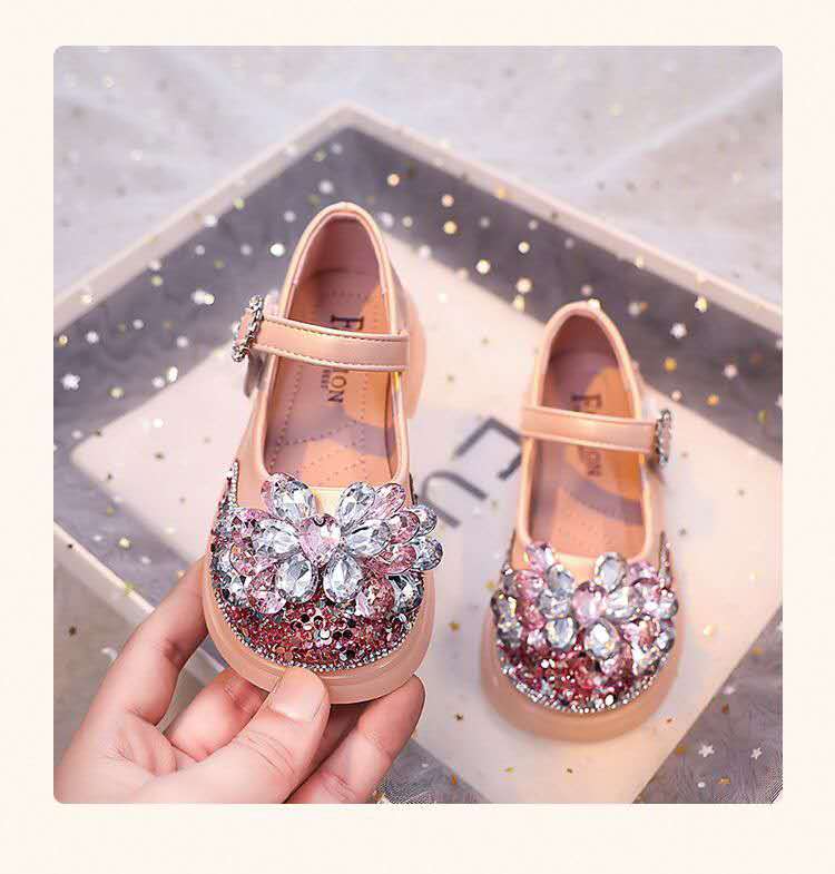Princess crystal shoes 2025 summer new girls' shoes soft-heeled crystal shoes water diamond children's shoes