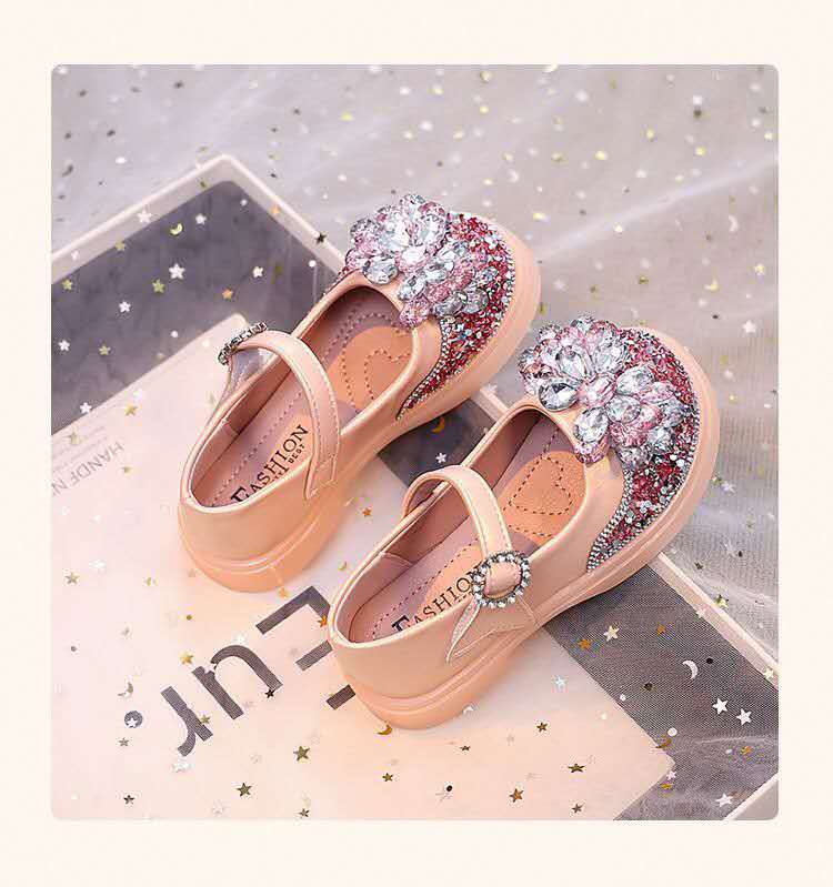 Princess crystal shoes 2025 summer new girls' shoes soft-heeled crystal shoes water diamond children's shoes