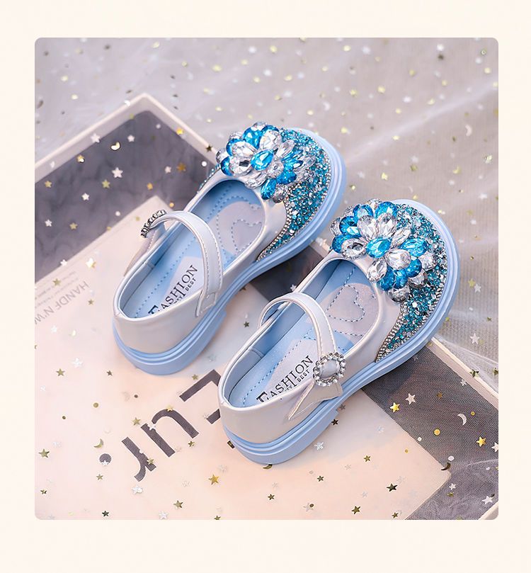 Princess crystal shoes 2025 summer new girls' shoes soft-heeled crystal shoes water diamond children's shoes