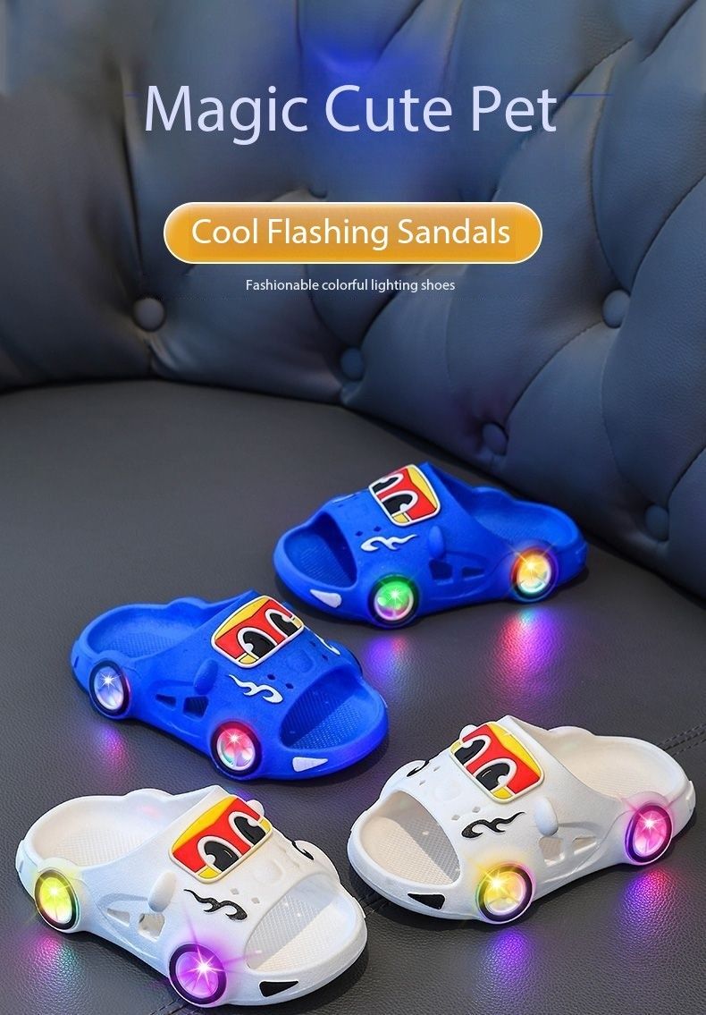 205 children's slippers lighted car boys and girls slip-resistant soft soles outdoor and indoor lighted slippers