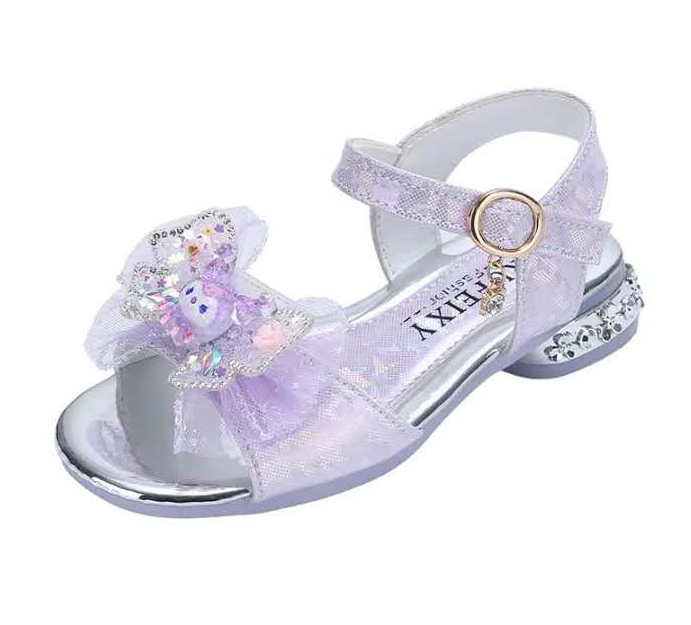 Princess Children Girls Fancy Sandals Shiny Flats Soft Bottom Open Toe Shoes Girls Dress Performance Princess Sandals 2021 New