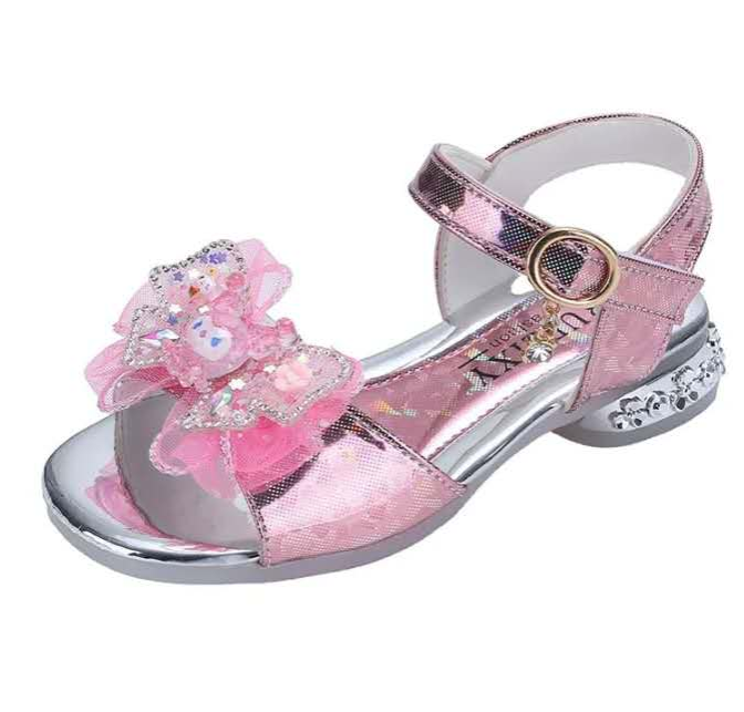 Princess Children Girls Fancy Sandals Shiny Flats Soft Bottom Open Toe Shoes Girls Dress Performance Princess Sandals 2021 New
