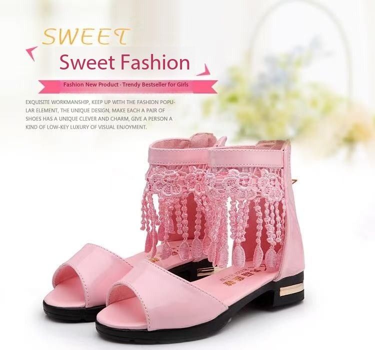 Girls' sandals summer 2025 new fashion children's Korean version princess shoes for middle and large children soft sole student Roman shoes