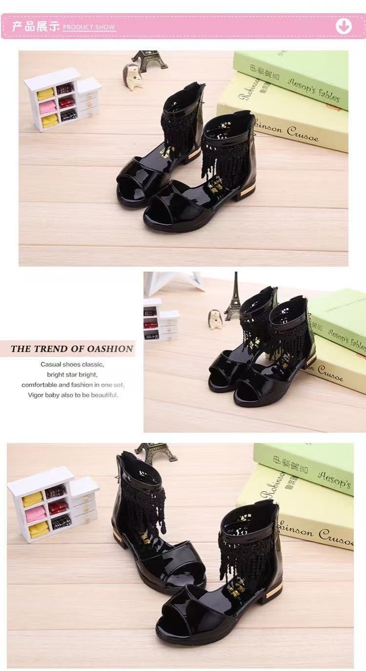 Girls' sandals summer 2025 new fashion children's Korean version princess shoes for middle and large children soft sole student Roman shoes