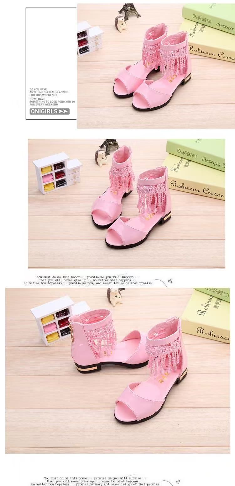 Girls' sandals summer 2025 new fashion children's Korean version princess shoes for middle and large children soft sole student Roman shoes