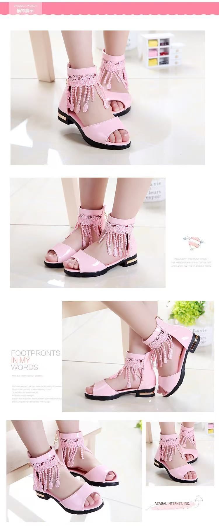 Girls' sandals summer 2025 new fashion children's Korean version princess shoes for middle and large children soft sole student Roman shoes