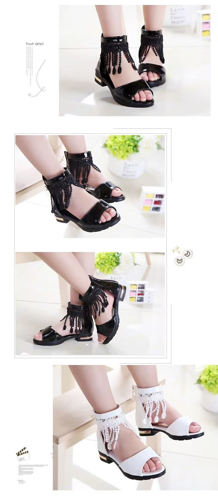 Girls' sandals summer 2025 new fashion children's Korean version princess shoes for middle and large children soft sole student Roman shoes