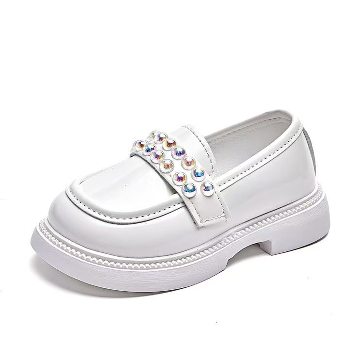 Girls' leather shoes 2025 autumn new style children's baby performance shoes British girl anti-slip black princess shoes
