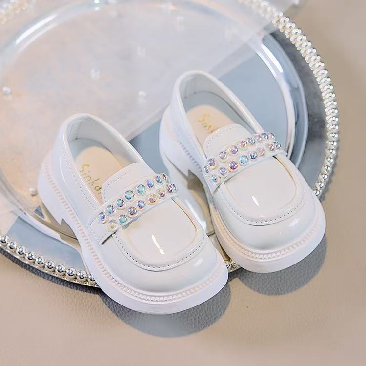Girls' leather shoes 2025 autumn new style children's baby performance shoes British girl anti-slip black princess shoes