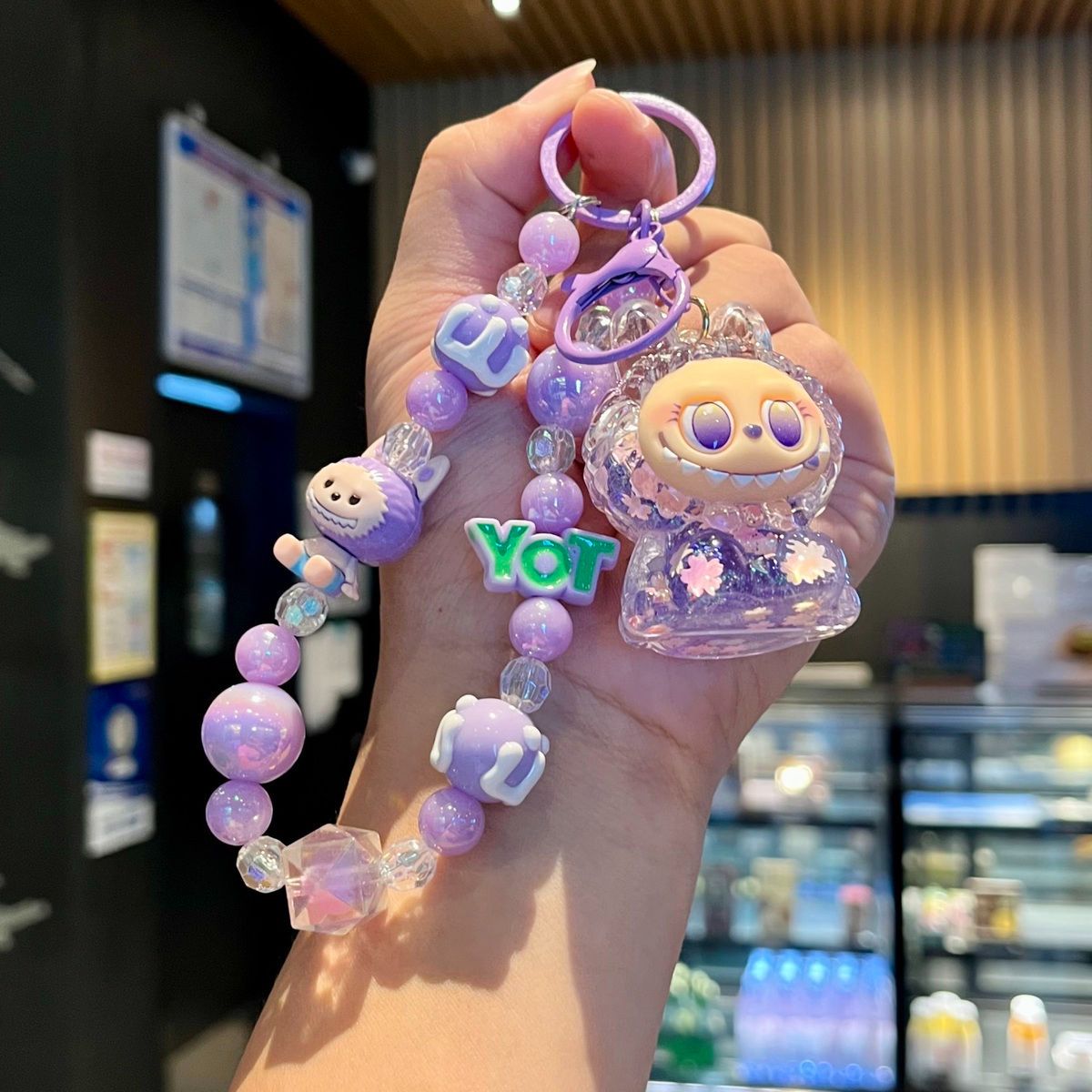 【 Hot Selling in Store 】 New Cartoon Phone Chain Keychain Sparkles Cute Labu Bag Hanging Decoration Couple Gift Oil filled Doll Cute