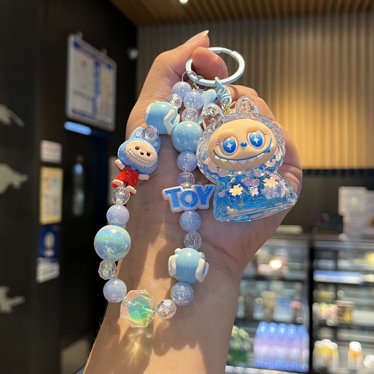 【 Hot Selling in Store 】 New Cartoon Phone Chain Keychain Sparkles Cute Labu Bag Hanging Decoration Couple Gift Oil filled Doll Cute