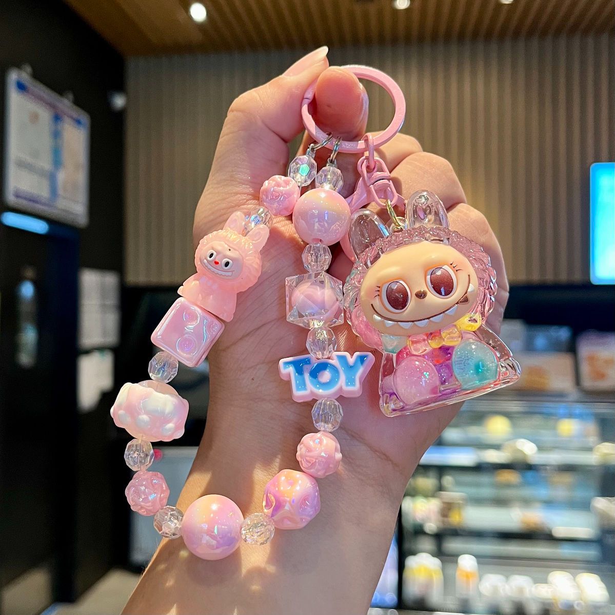 【 Hot Selling in Store 】 New Cartoon Phone Chain Keychain Sparkles Cute Labu Bag Hanging Decoration Couple Gift Oil filled Doll Cute