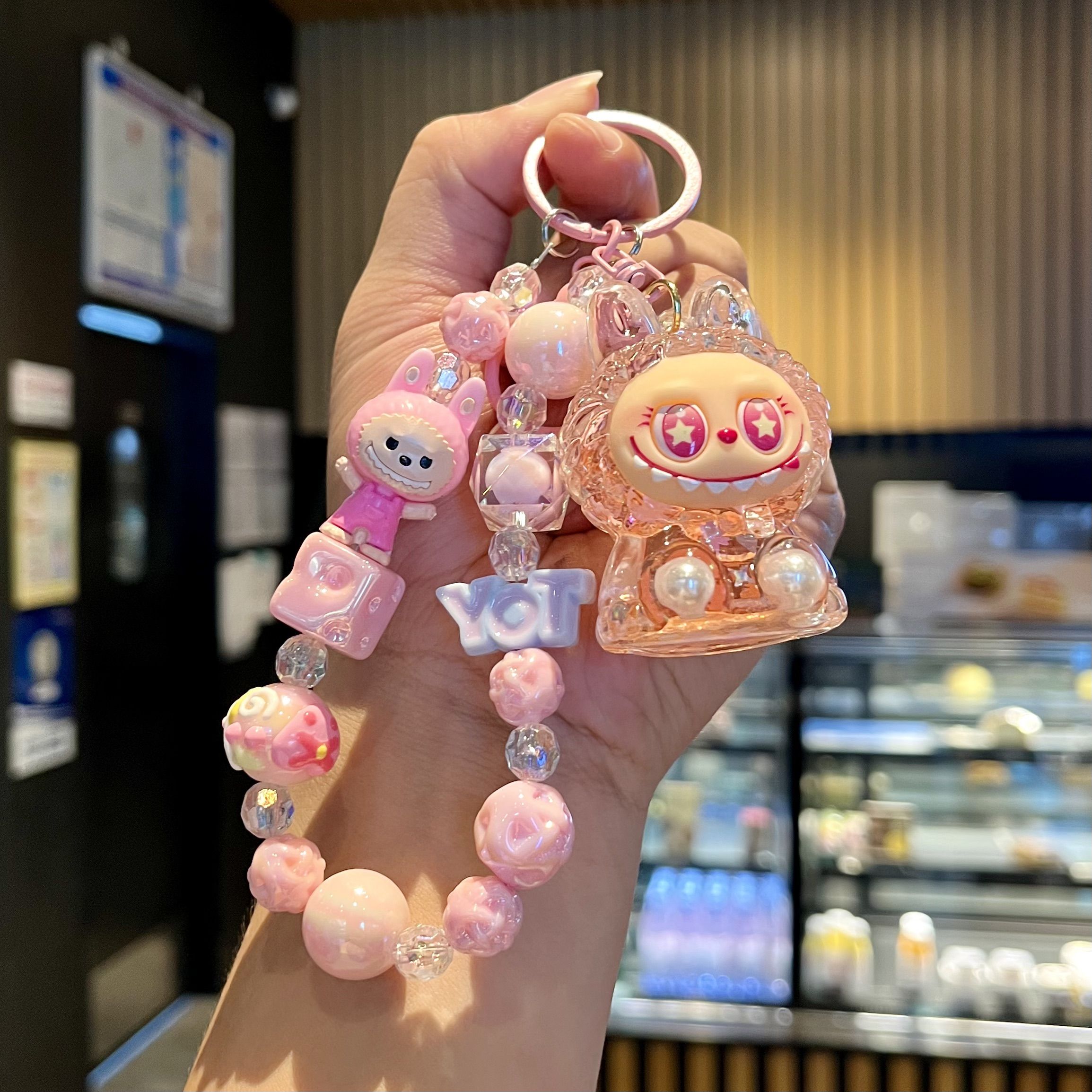 【 Hot Selling in Store 】 New Cartoon Phone Chain Keychain Sparkles Cute Labu Bag Hanging Decoration Couple Gift Oil filled Doll Cute