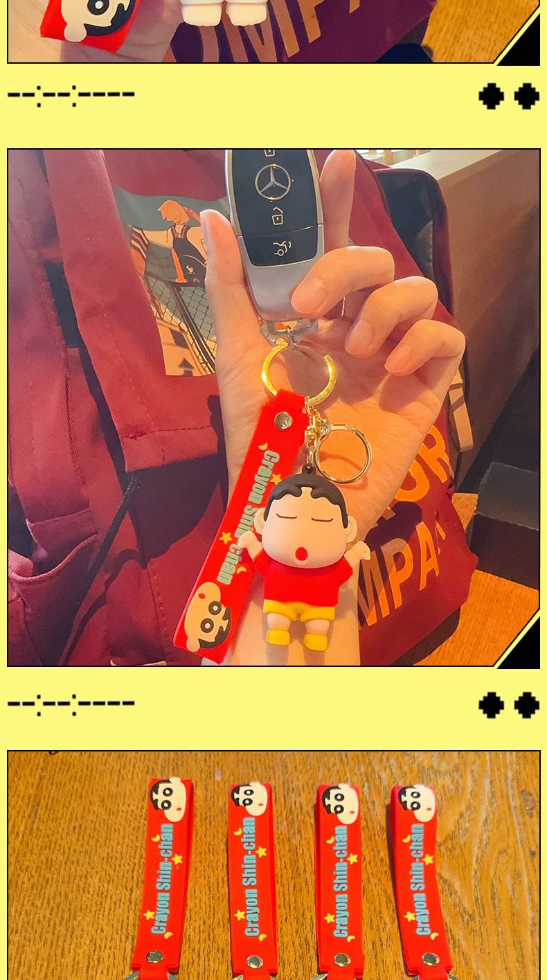 【 Store Hot Sale 】（Random shipping） New Mischievous Crayon Shin chan Keychain Cute Cartoon Anime Shin chan PVC Doll Pendant Bag Keychain Gift for Girlfriend