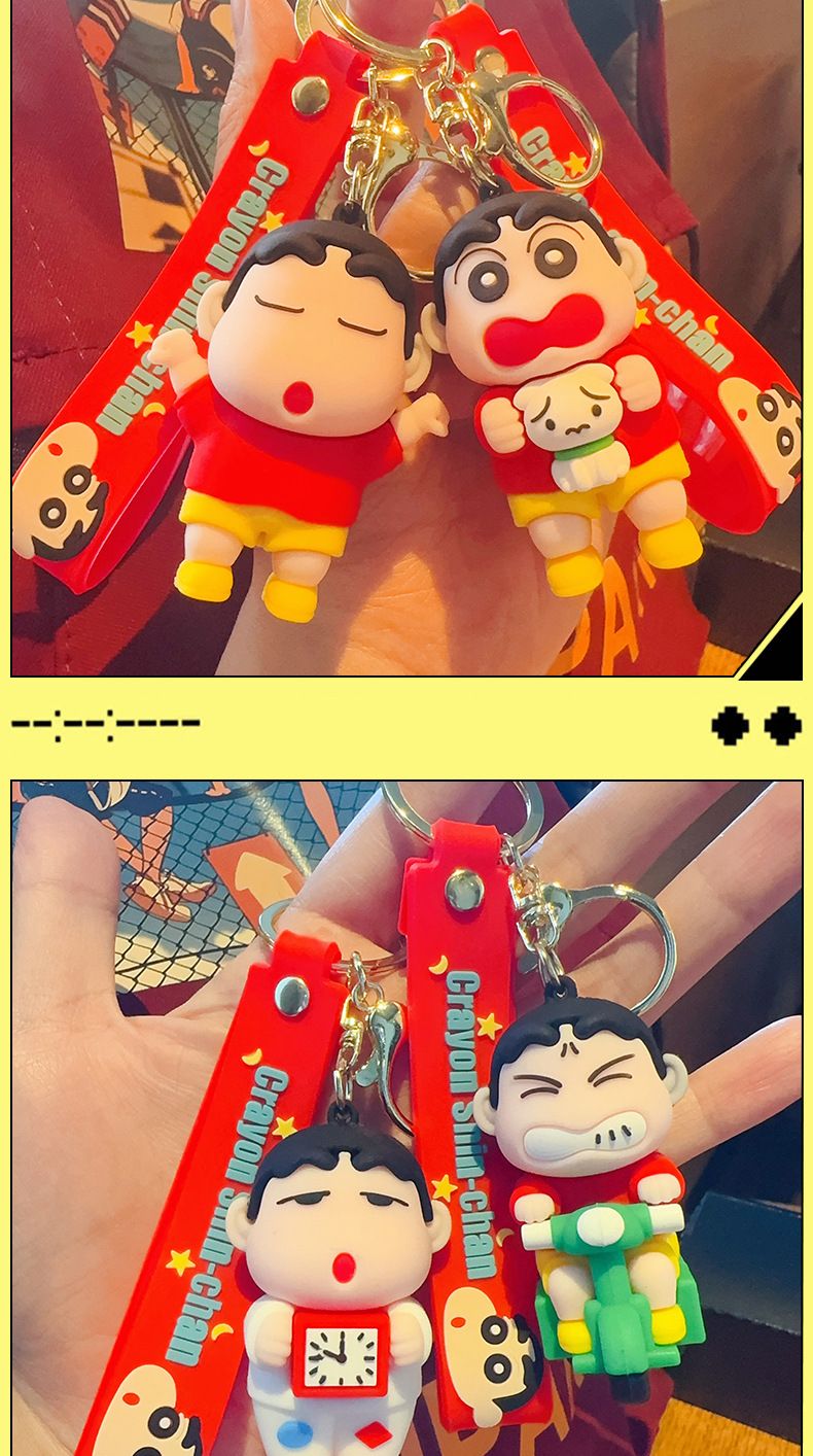 【 Store Hot Sale 】（Random shipping） New Mischievous Crayon Shin chan Keychain Cute Cartoon Anime Shin chan PVC Doll Pendant Bag Keychain Gift for Girlfriend
