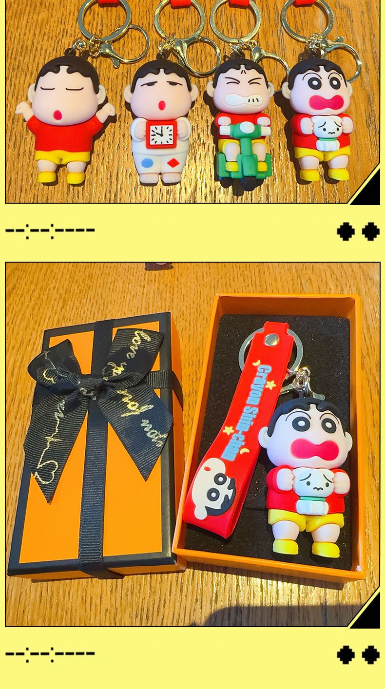 【 Store Hot Sale 】（Random shipping） New Mischievous Crayon Shin chan Keychain Cute Cartoon Anime Shin chan PVC Doll Pendant Bag Keychain Gift for Girlfriend