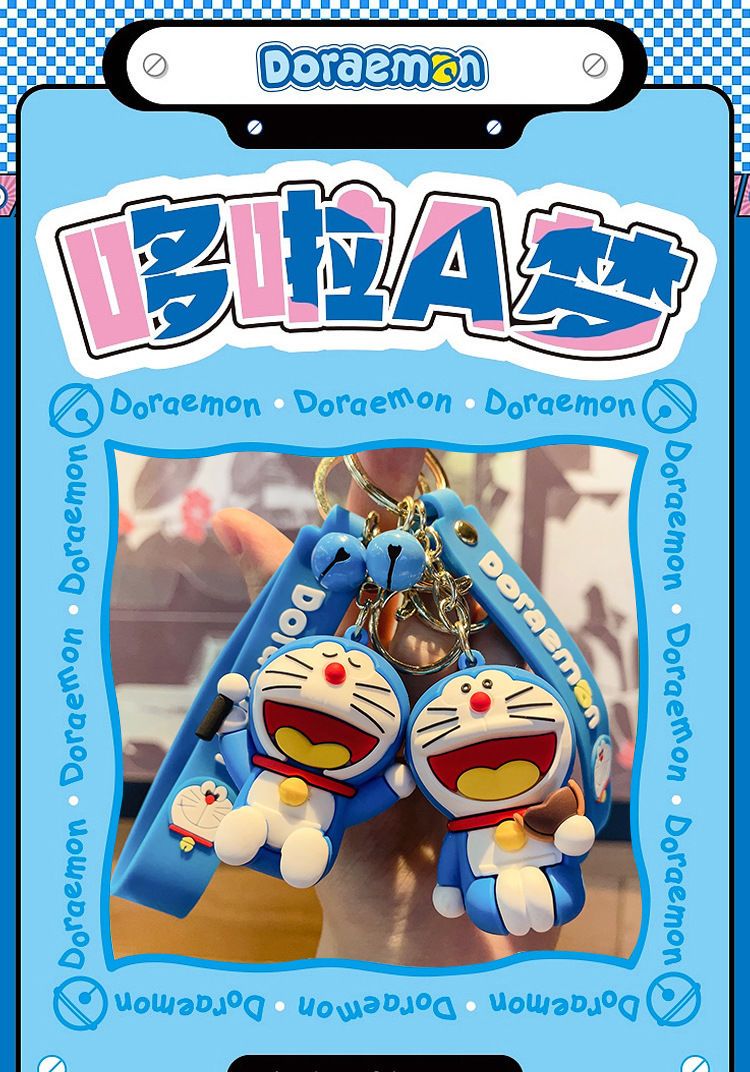 【 Store Hot Sale - Random Delivery 】 Cartoon Doraemon Keychain Cute Dingdang Cat PVC Doll Bag Pendant Car Keyring Girlfriend Gift