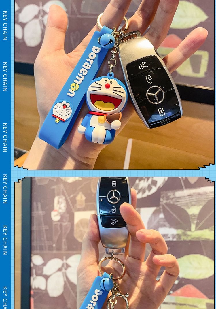 【 Store Hot Sale - Random Delivery 】 Cartoon Doraemon Keychain Cute Dingdang Cat PVC Doll Bag Pendant Car Keyring Girlfriend Gift