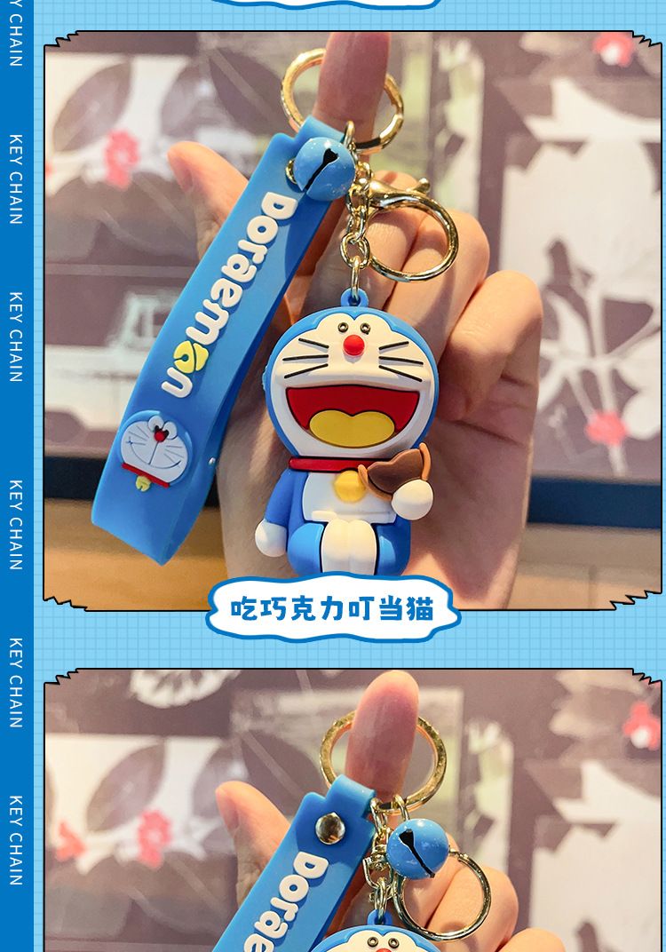 【 Store Hot Sale - Random Delivery 】 Cartoon Doraemon Keychain Cute Dingdang Cat PVC Doll Bag Pendant Car Keyring Girlfriend Gift