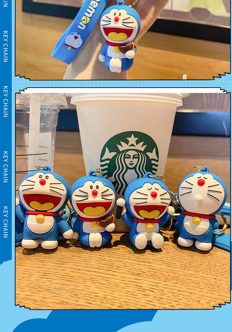 【 Store Hot Sale - Random Delivery 】 Cartoon Doraemon Keychain Cute Dingdang Cat PVC Doll Bag Pendant Car Keyring Girlfriend Gift