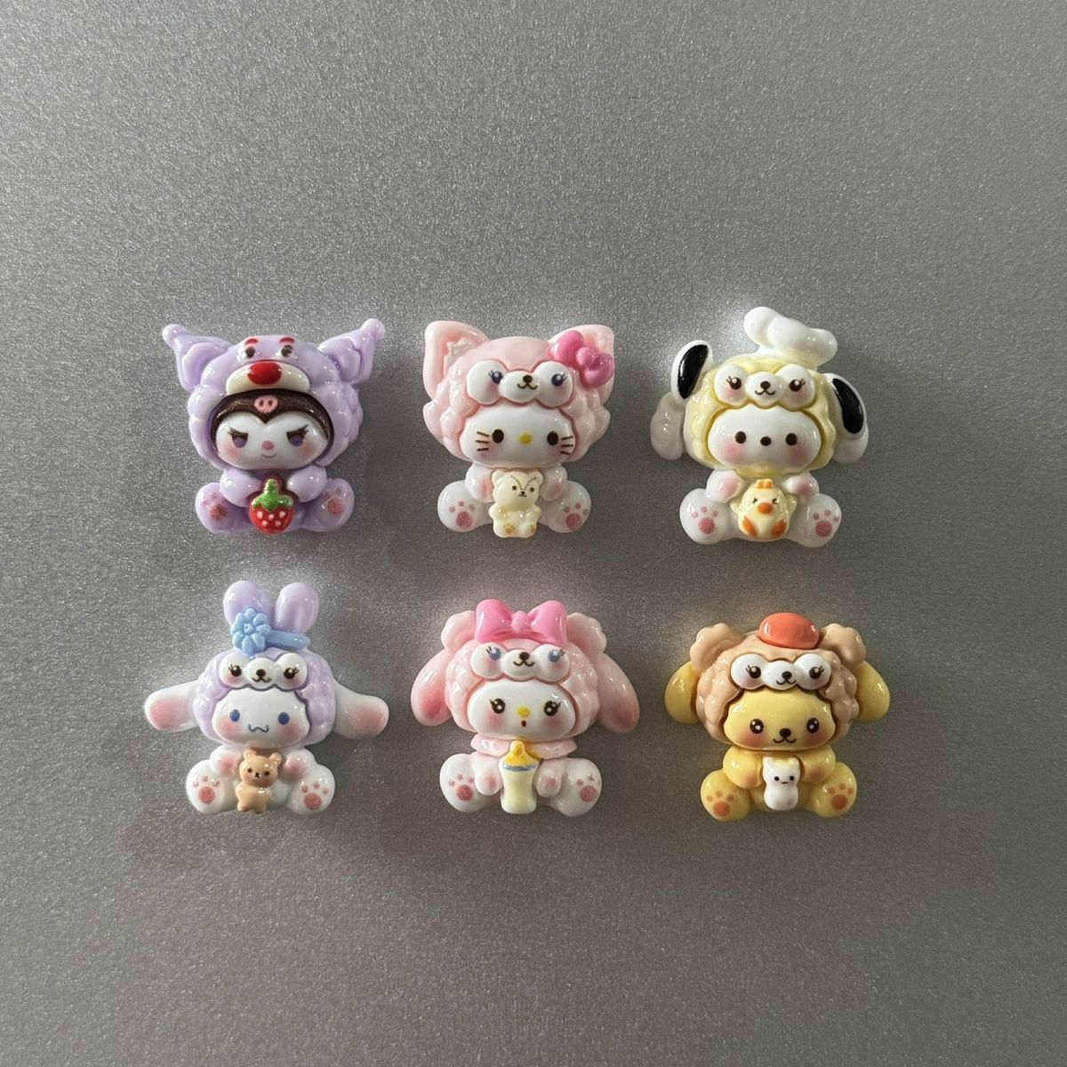 【 2.1w people's collection 】 6-pack cartoon Sanrio refrigerator sticker 3D stereoscopic resin DIY accessories magnetic suction refrigerator sticker decoration cute girl