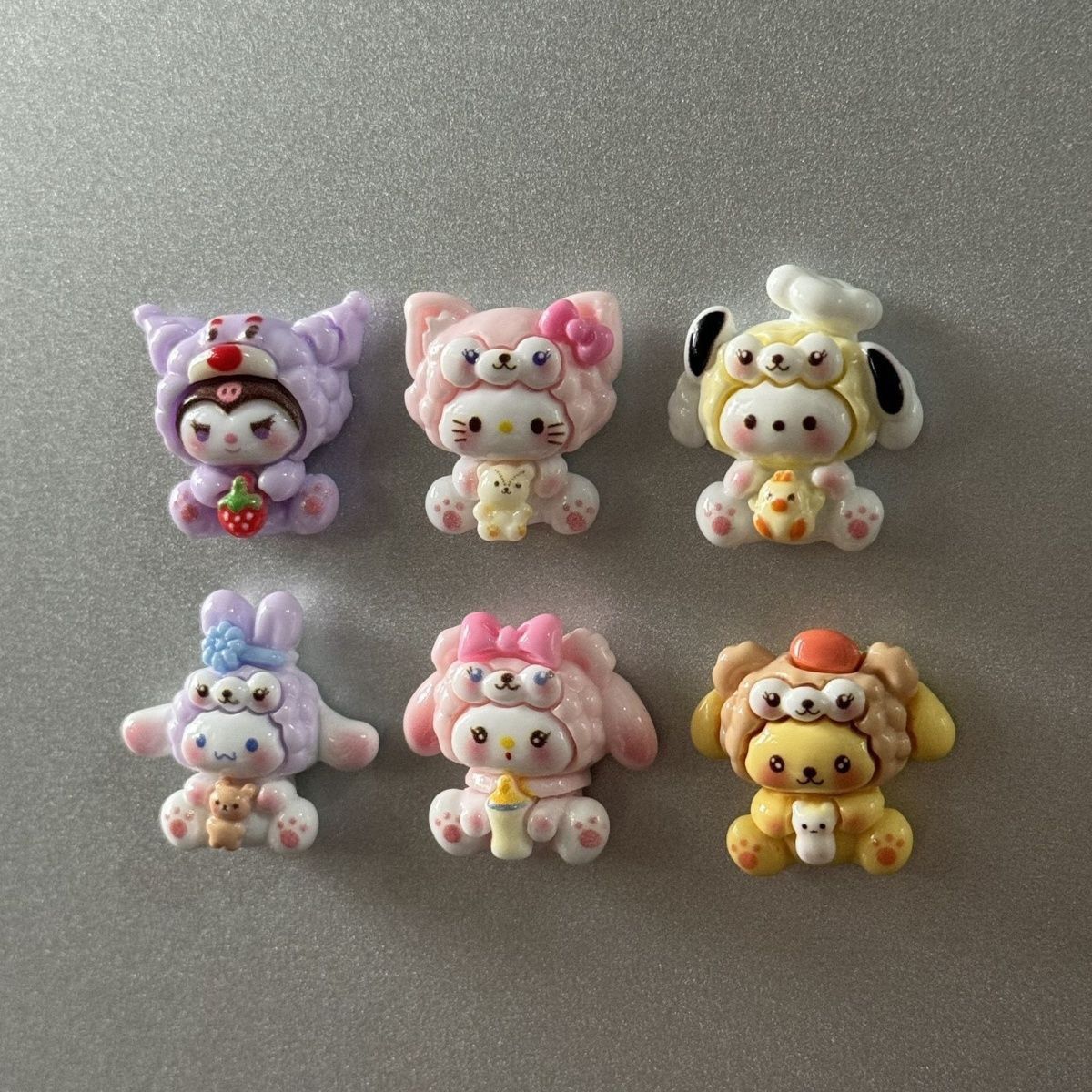 【 2.1w people's collection 】 6-pack cartoon Sanrio refrigerator sticker 3D stereoscopic resin DIY accessories magnetic suction refrigerator sticker decoration cute girl