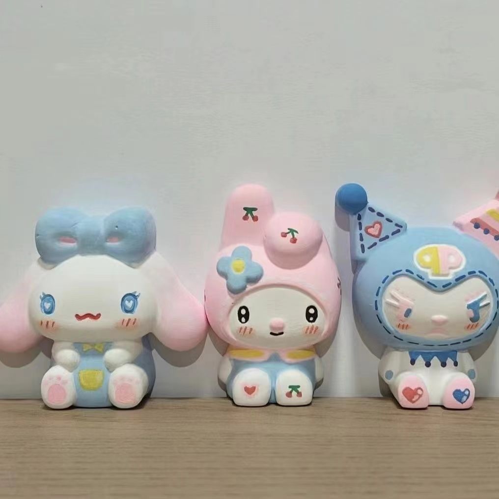 【 2.5W people's collection 】Get 12 at once, in groups of 12， TIKTOP popular gypsum doll, painted graffiti, painted Kulomi Melody couple completes desktop decoration together