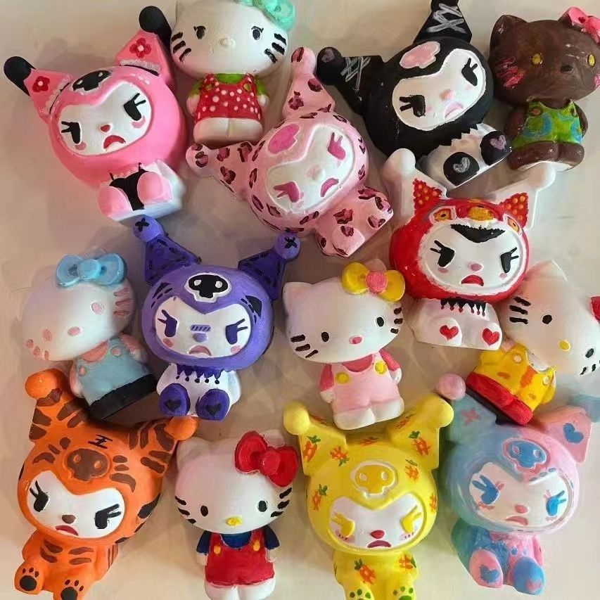 【 2.5W people's collection 】Get 12 at once, in groups of 12， TIKTOP popular gypsum doll, painted graffiti, painted Kulomi Melody couple completes desktop decoration together